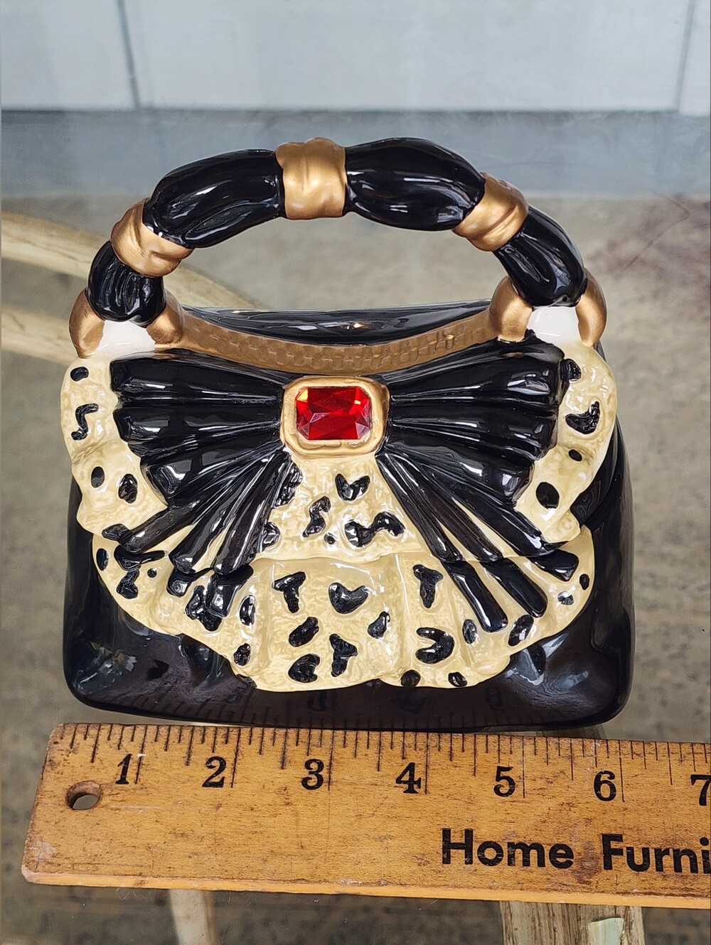 David's Cookies "Animal Print" With Ruby Jar, Ceramic Purse Cookie/Trinket Box - Picture 12 of 14